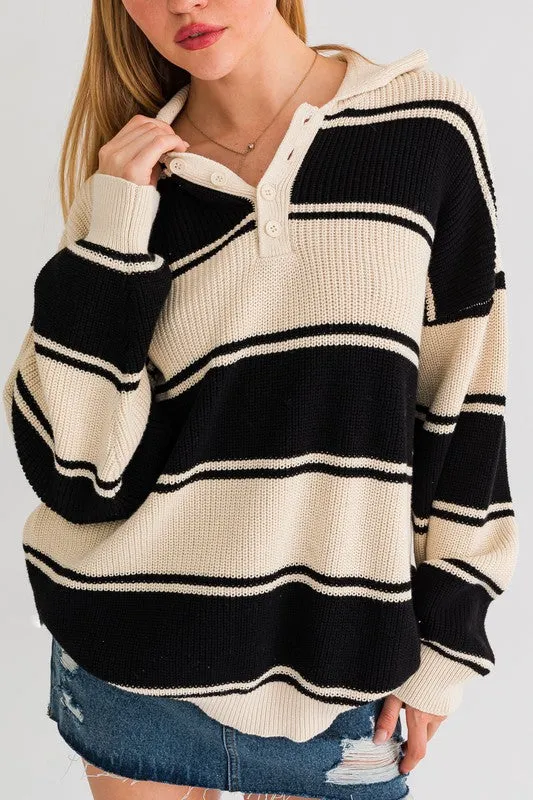 Collared Oversized Sweater Top