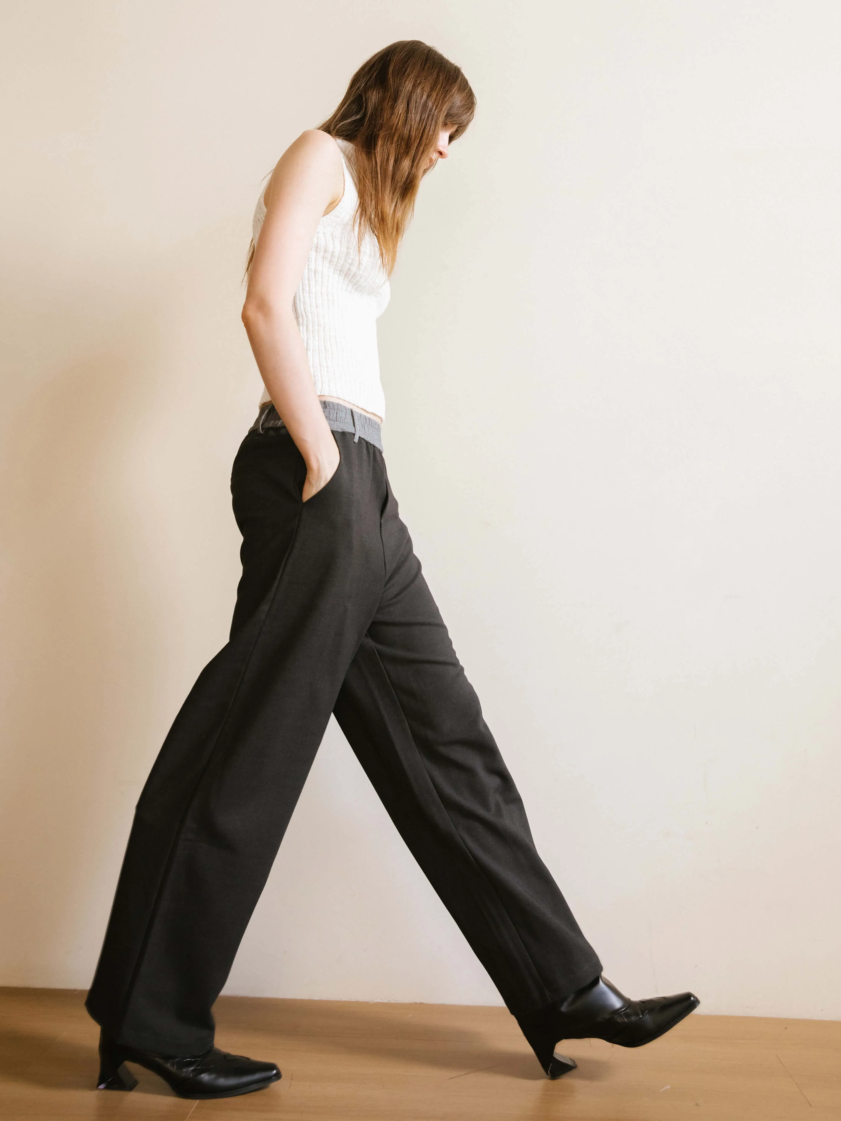 Colorblock Casual Straight Trousers