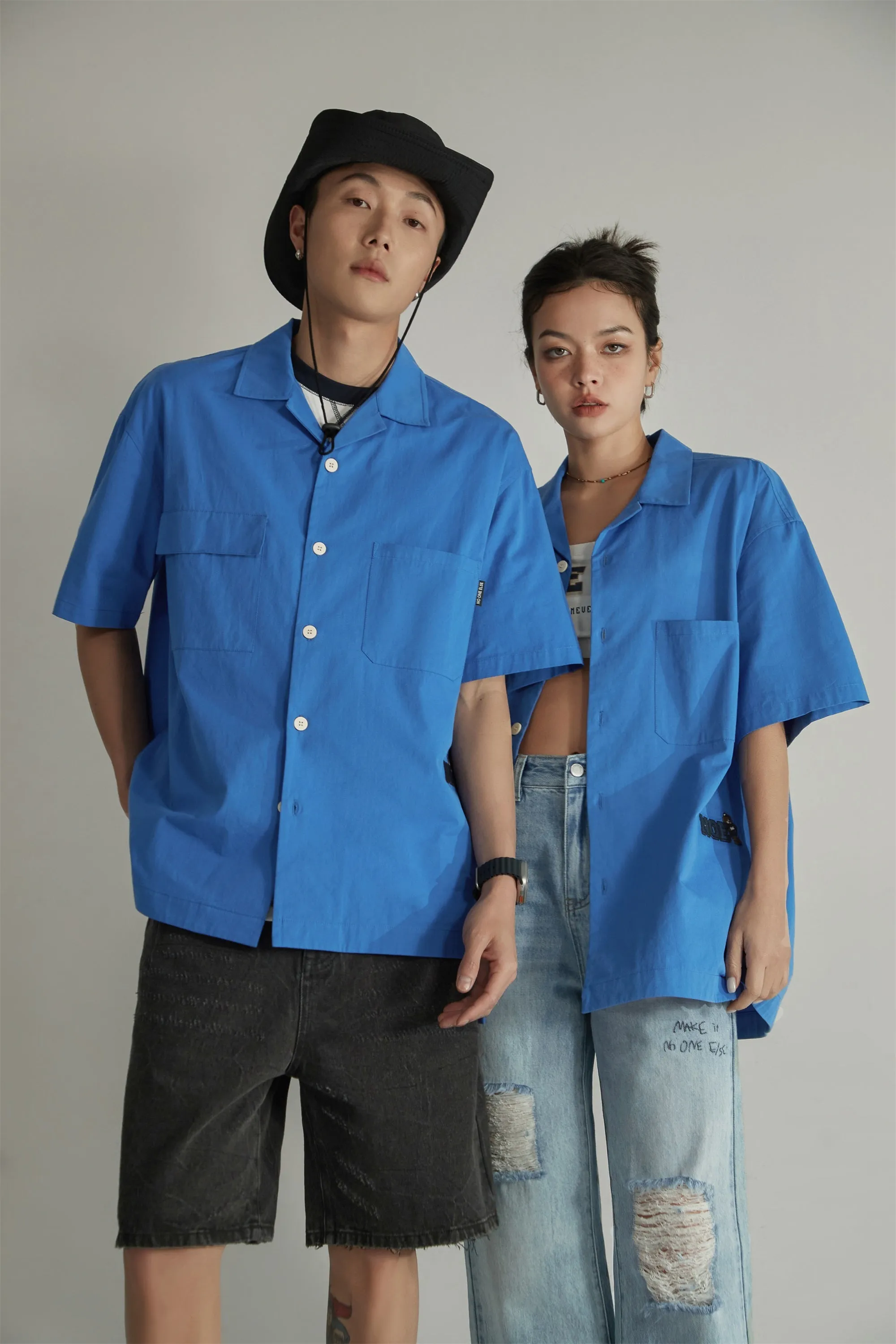 Cotton Loose Fit Button Up Shirt