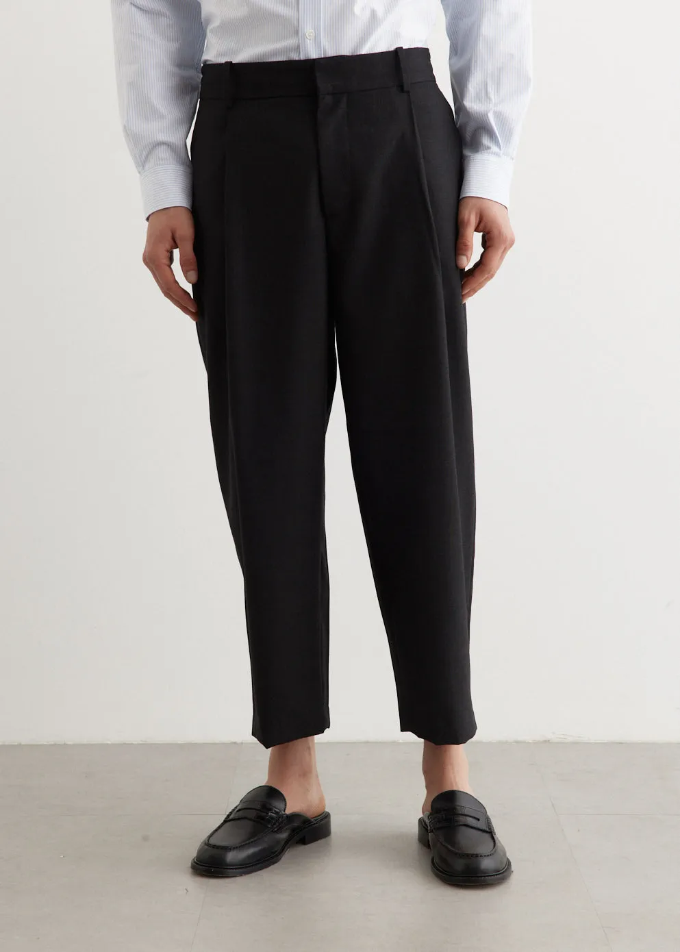 Cropped Pleated Tailored Pants