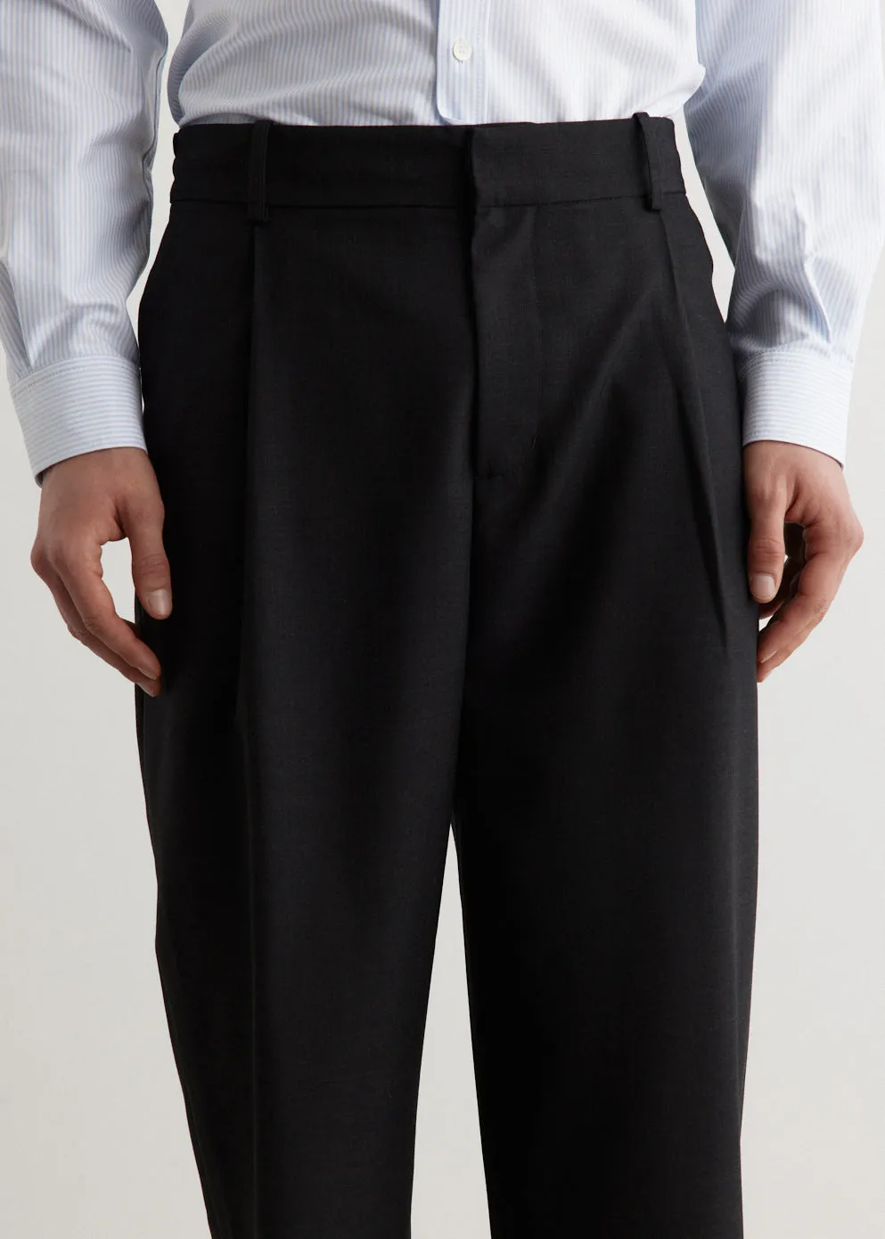 Cropped Pleated Tailored Pants