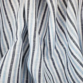 Dark Blue-Blue-White Spence Bryson Stripe Irish Linen Slub Woven Fabric