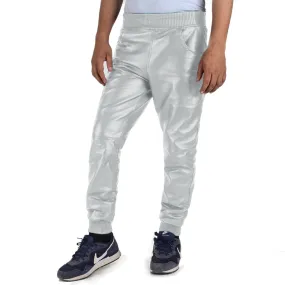 Delara Men's White Faux Leather Pants