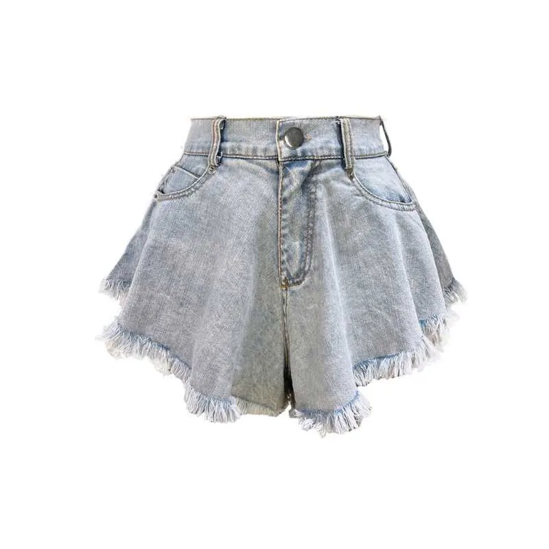 Denim Butterfly Tassel Shorts