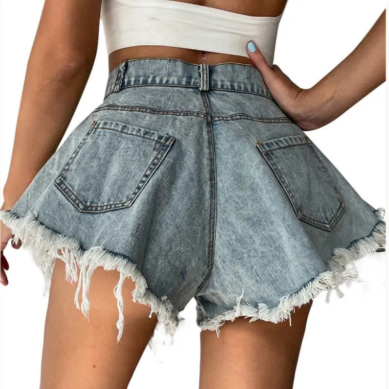 Denim Butterfly Tassel Shorts