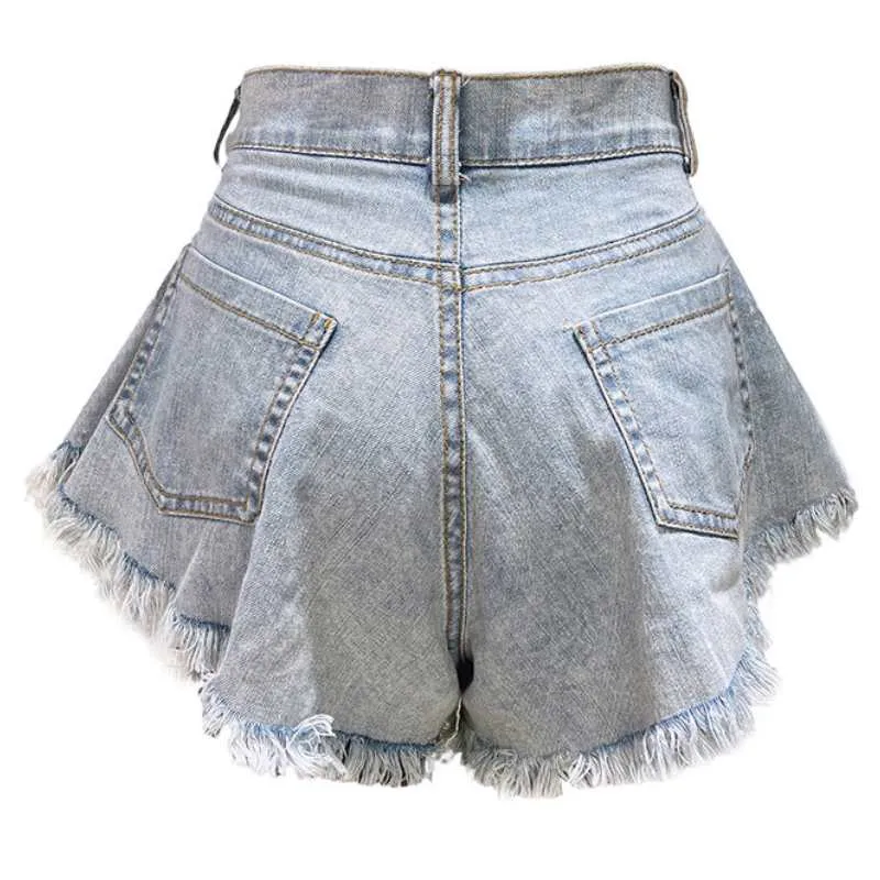 Denim Butterfly Tassel Shorts