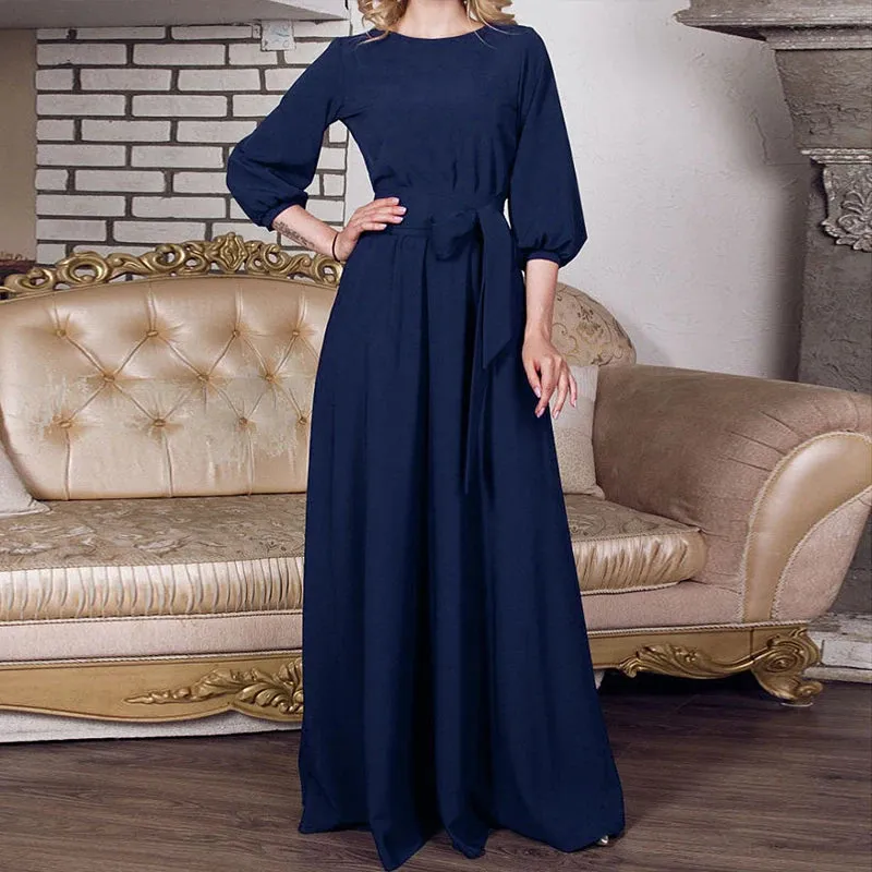 DERMEARNE 2024 New Vintage Bandage Maxi Dress Women Lantern Sleeve Long Party Dresses Autumn Elegant Luxury Guest Wedding Evening Vestidos