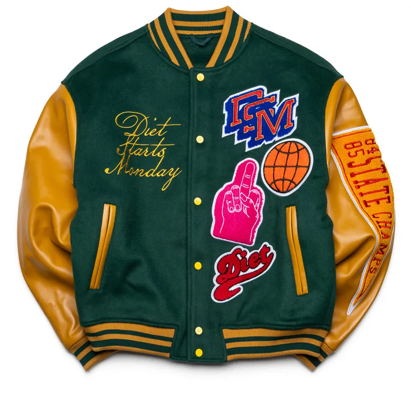 Diet Starts Monday Varsity Jacket - Green/Gold