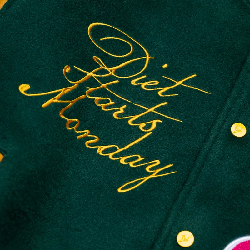 Diet Starts Monday Varsity Jacket - Green/Gold