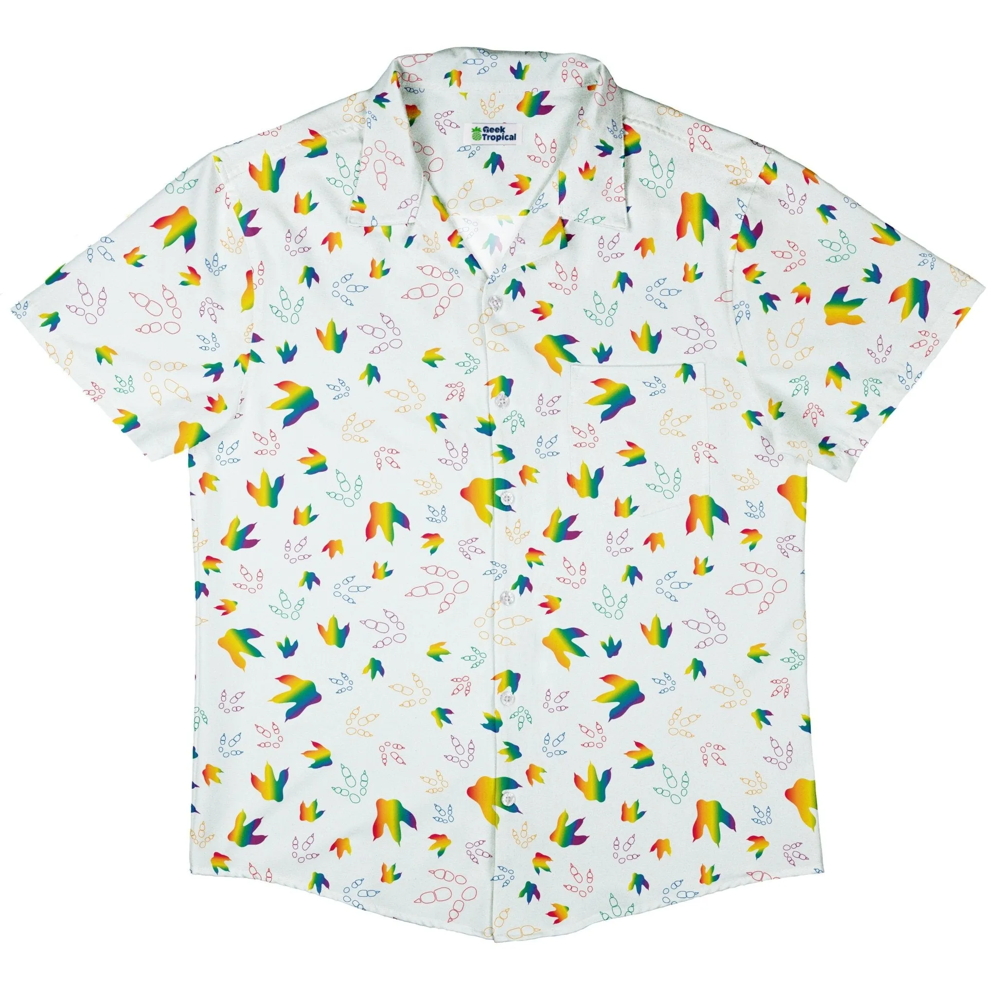 Dinosaur Footprints Rainbow Button Up Shirt