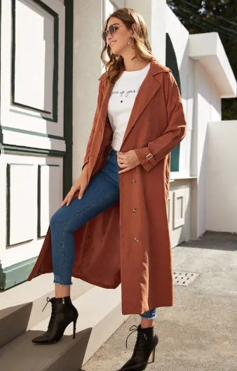 Double Breasted Belted Trench Coat( CLEARANCE SALE )