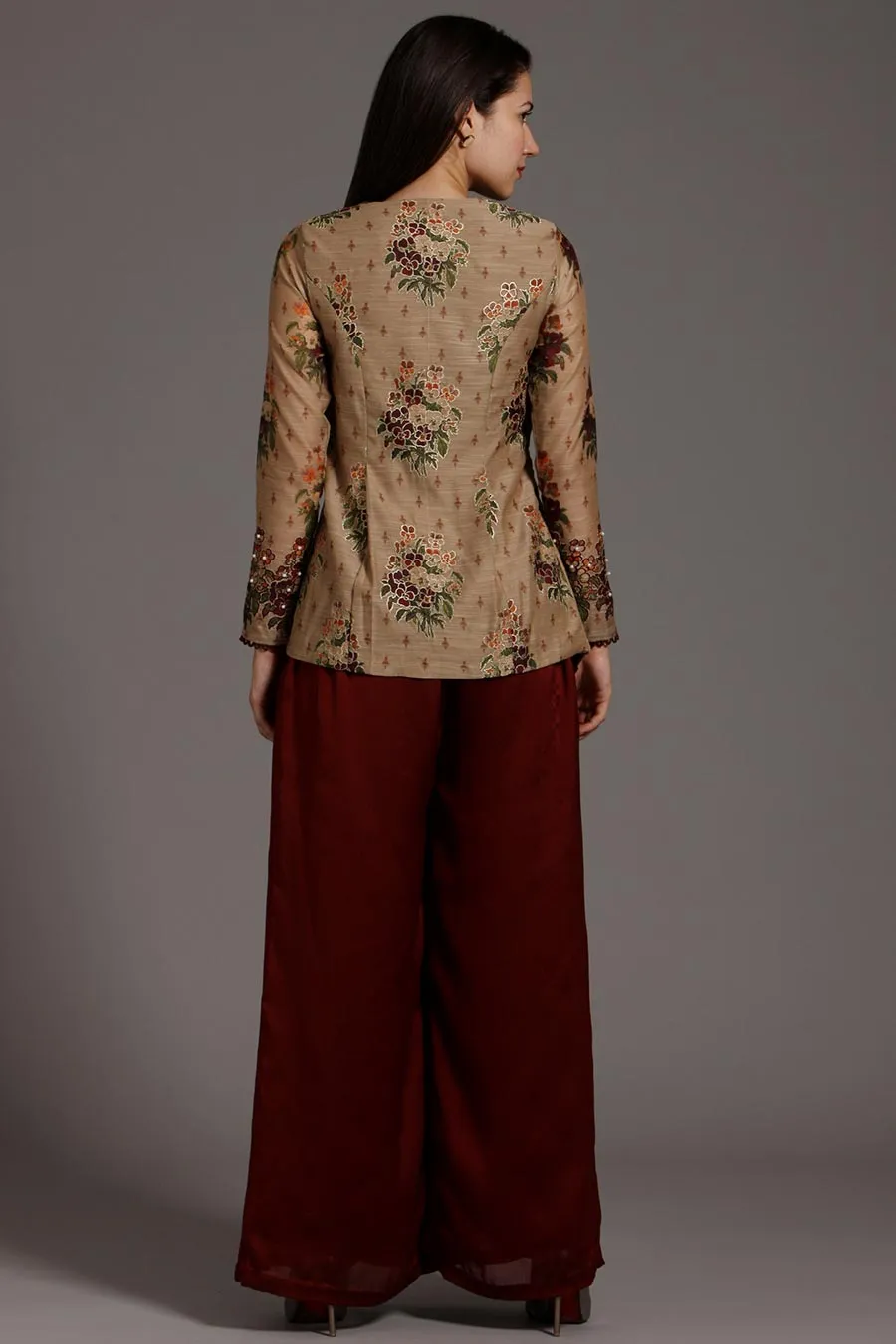 Embroidered Chanderi Top & Palazzo Set