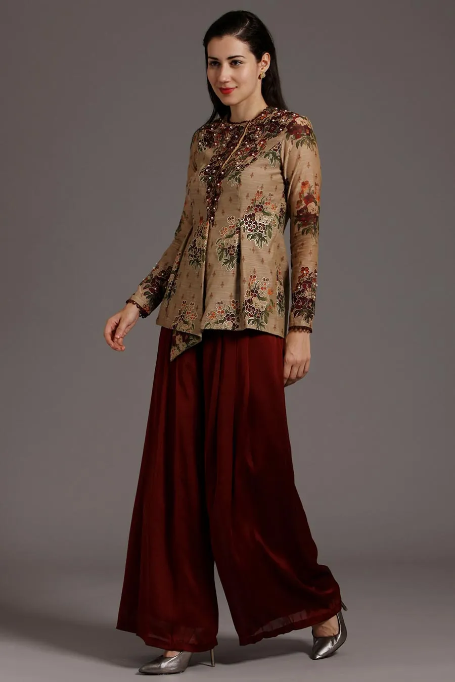 Embroidered Chanderi Top & Palazzo Set