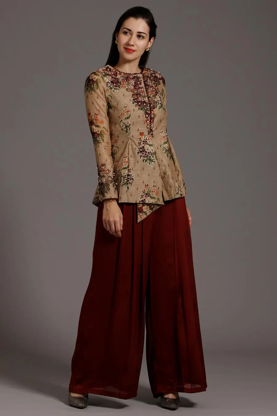 Embroidered Chanderi Top & Palazzo Set