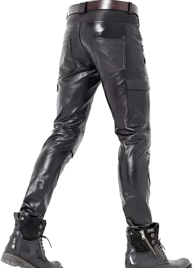 Eryon Men's Red Faux Leather Pants