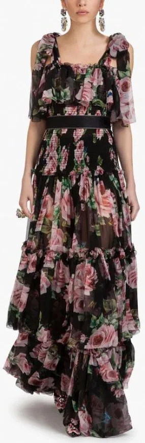 Floral Print Ruffle Tiered Maxi Dress