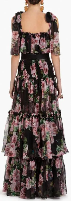 Floral Print Ruffle Tiered Maxi Dress