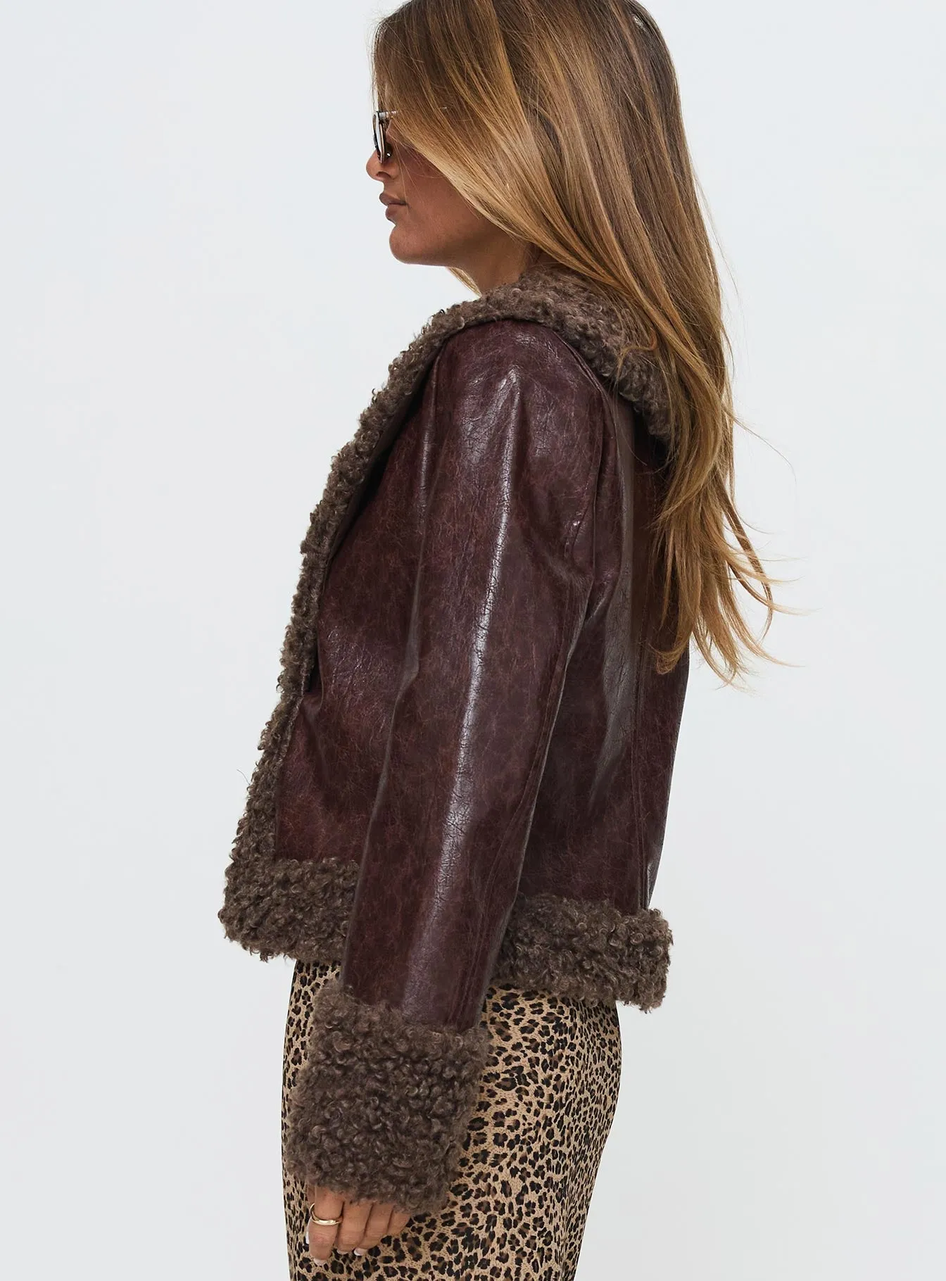 Found A Reason Faux Leather Jacket Brown