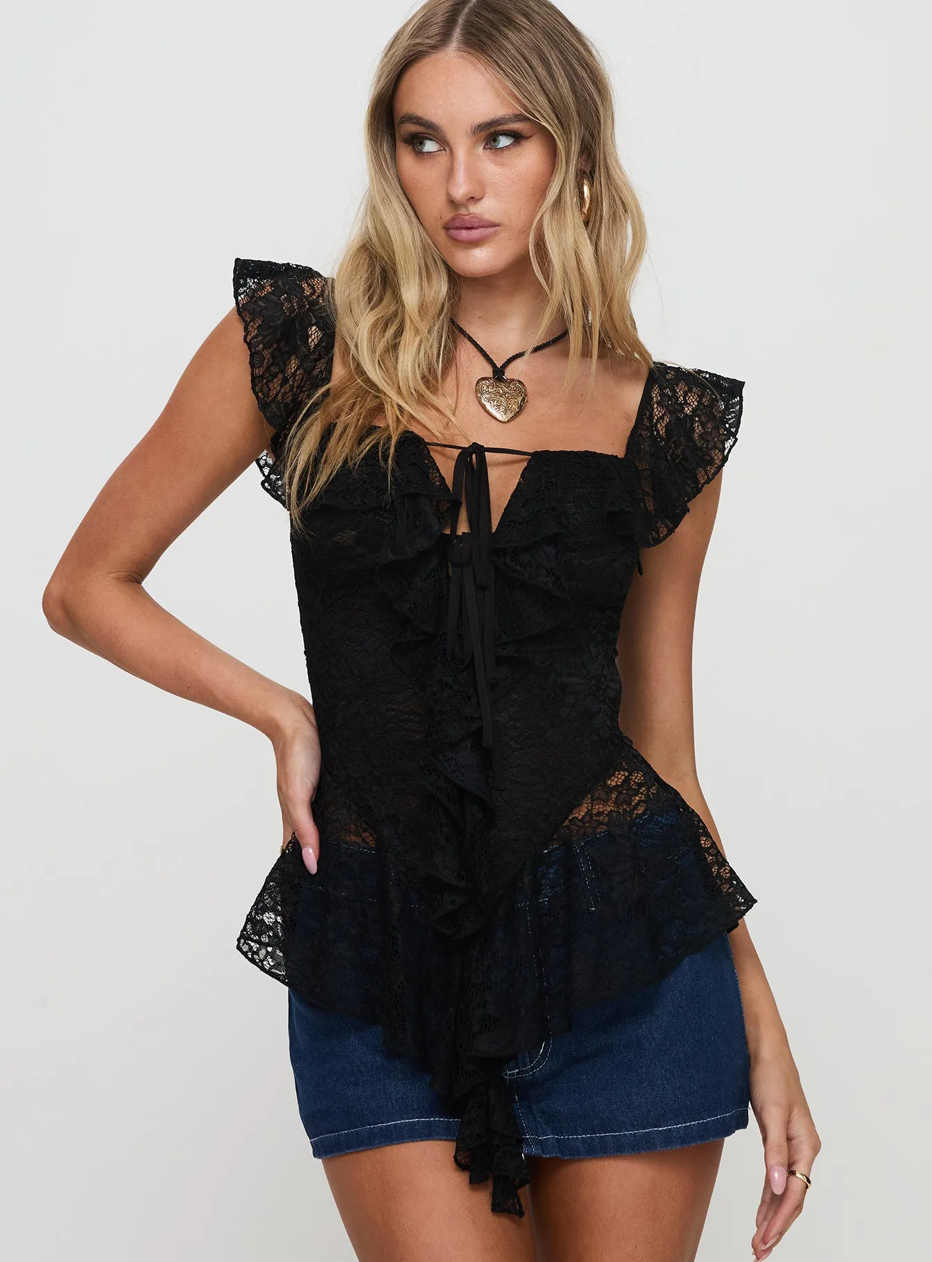 Francia Frill Top Black