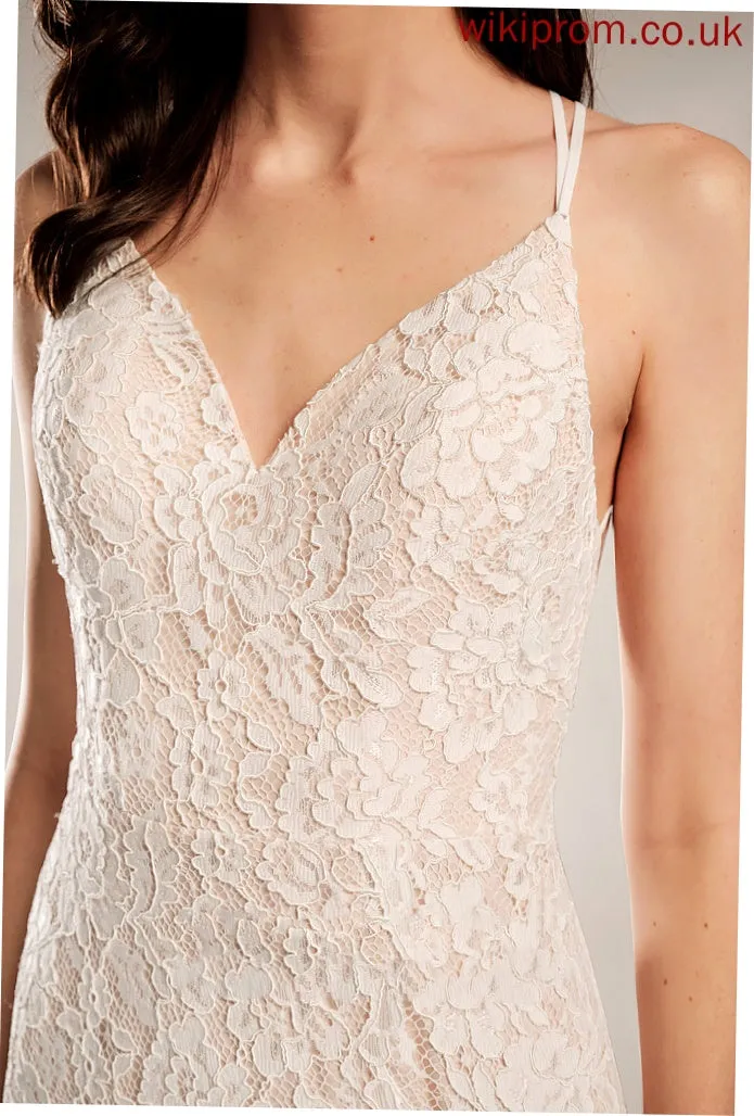 Front Justice Wedding With Wedding Dresses Floor-Length Lace Sheath/Column Split V-neck Dress