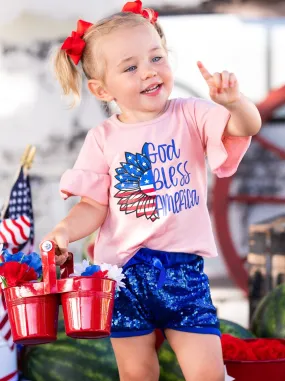 God Bless America Top And Sequin Short Set