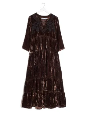 Indian silk velvet embroidered maxi dress