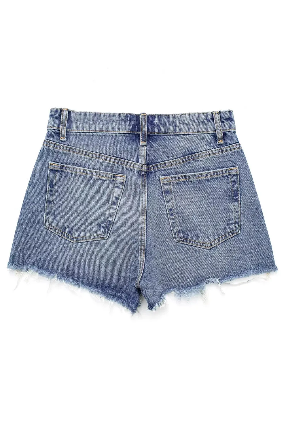 Isabelle retro washed hole high waist denim shorts