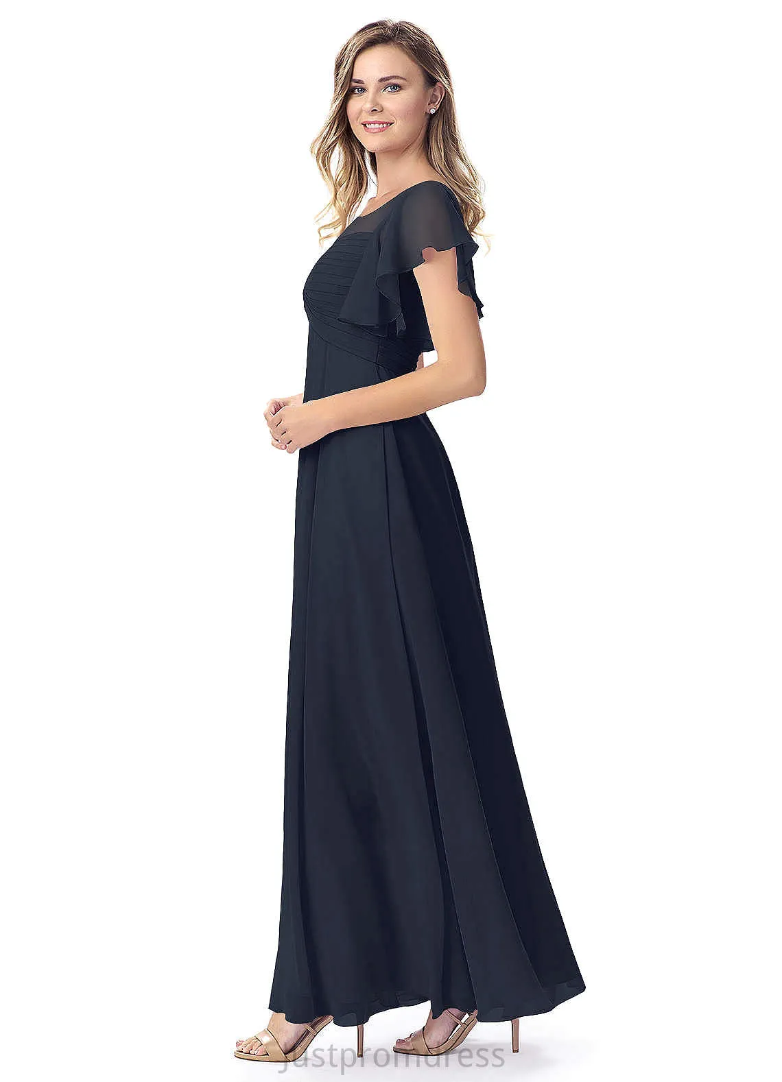 Kaylen Sheath/Column V-Neck Floor Length Natural Waist Sleeveless Bridesmaid Dresses