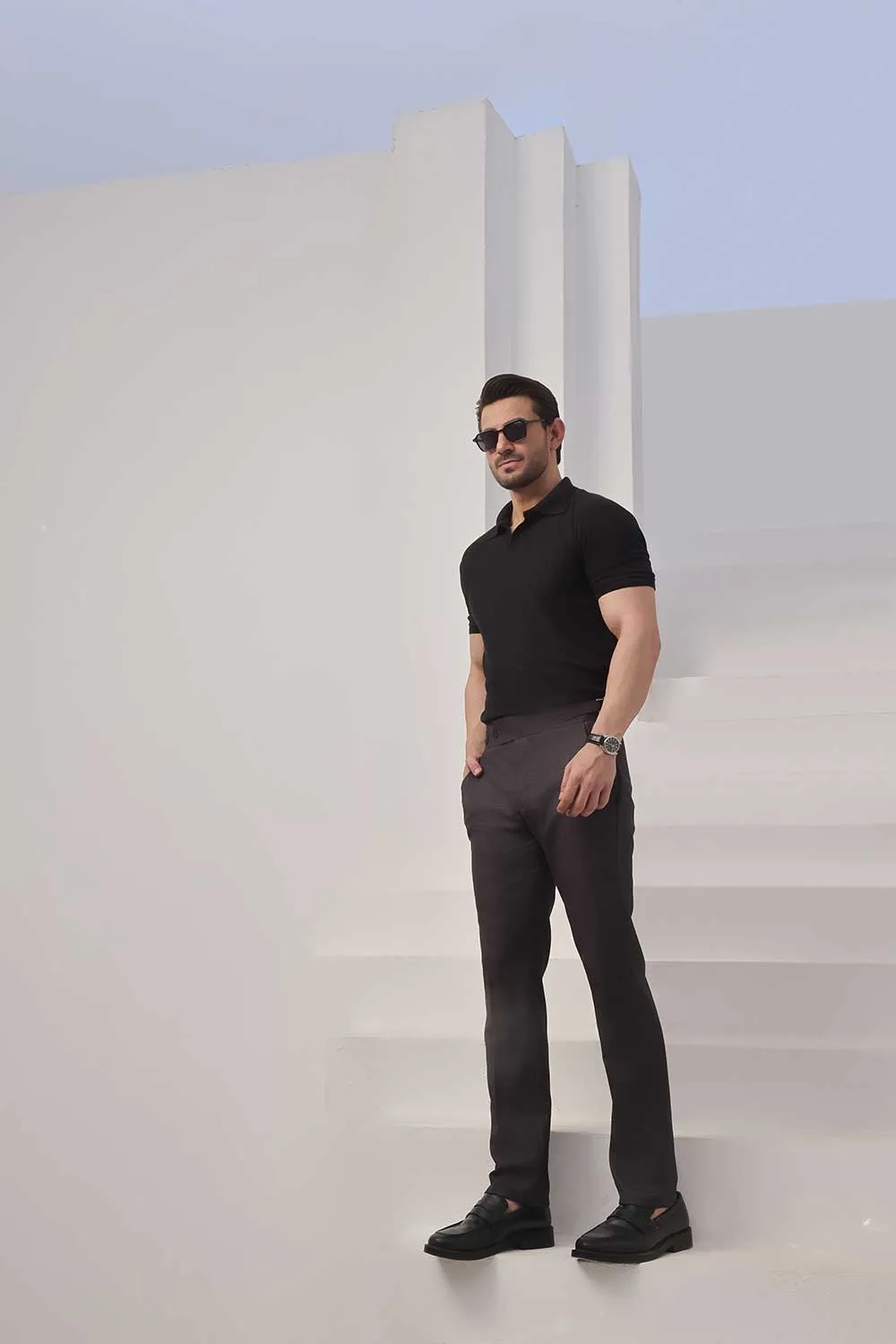 Kensington Fit Charcoal Club Check Trousers