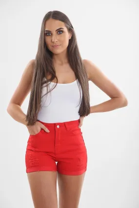 Ladies high waisted Red Shorts