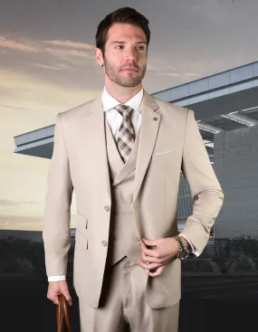 LAZIO TAN TAILORED FIT 3 PC SUIT