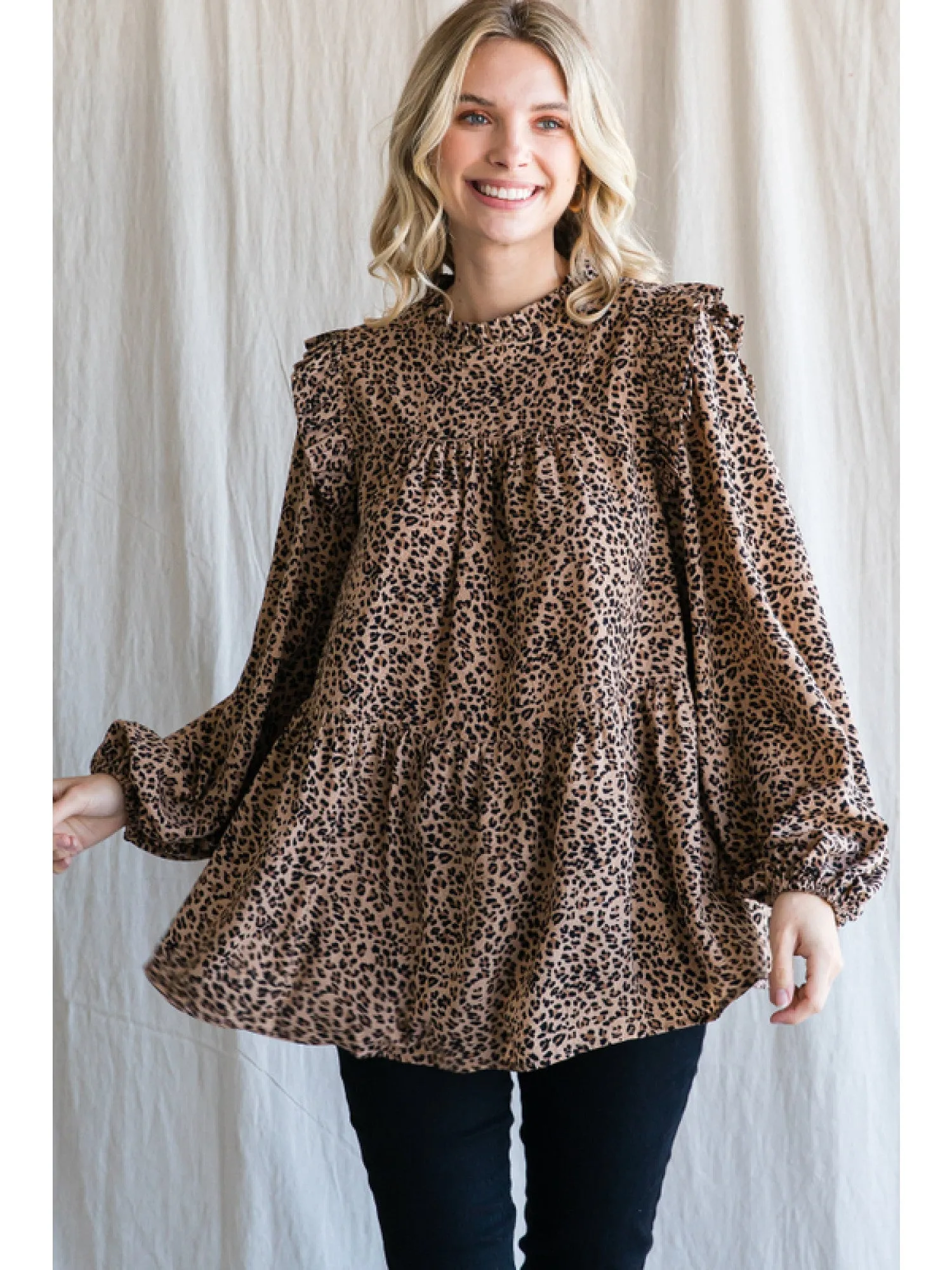 Long Sleeve Leopard Blouse