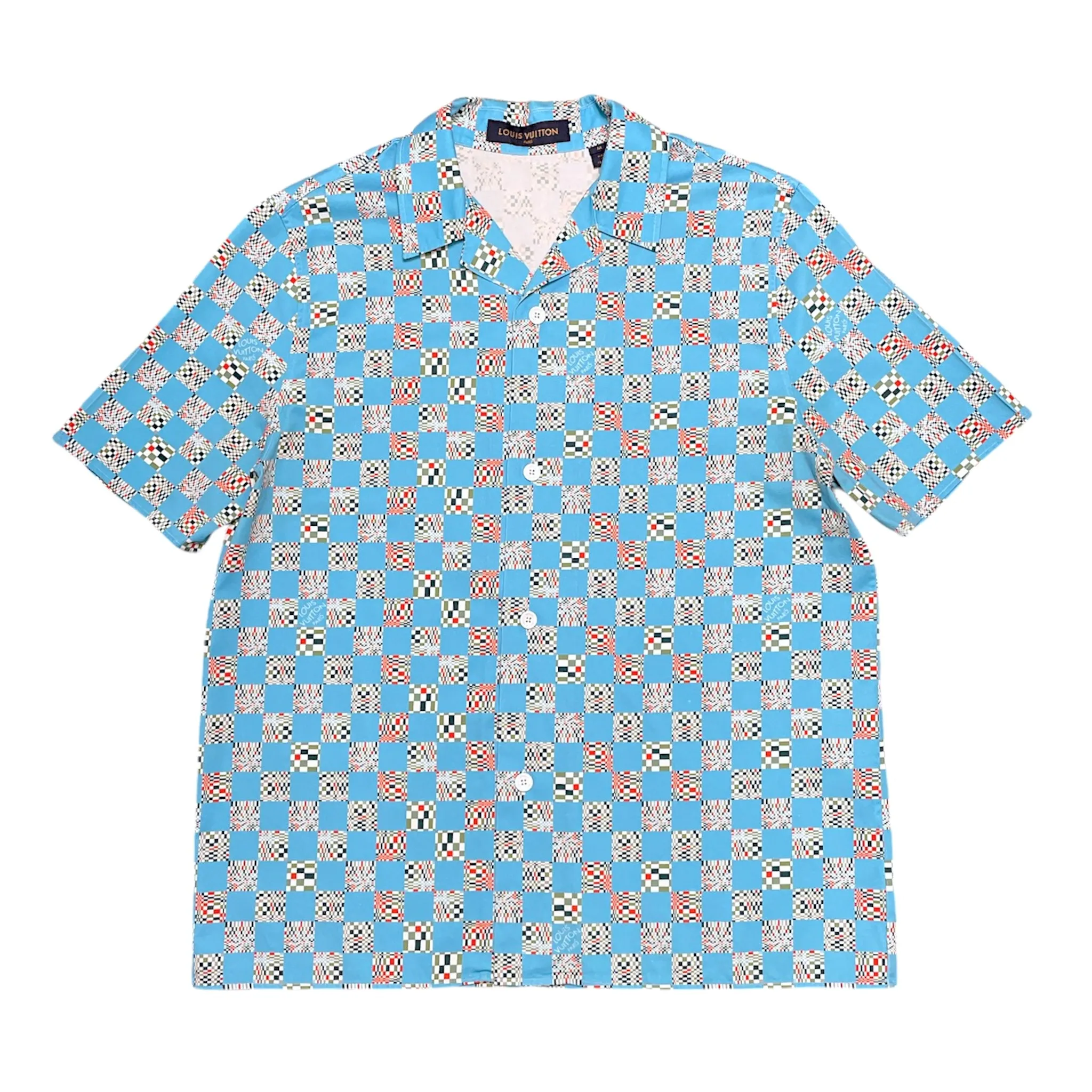 Louis Vuitton Pixel Button Up Shirt Blue Pre-Owned