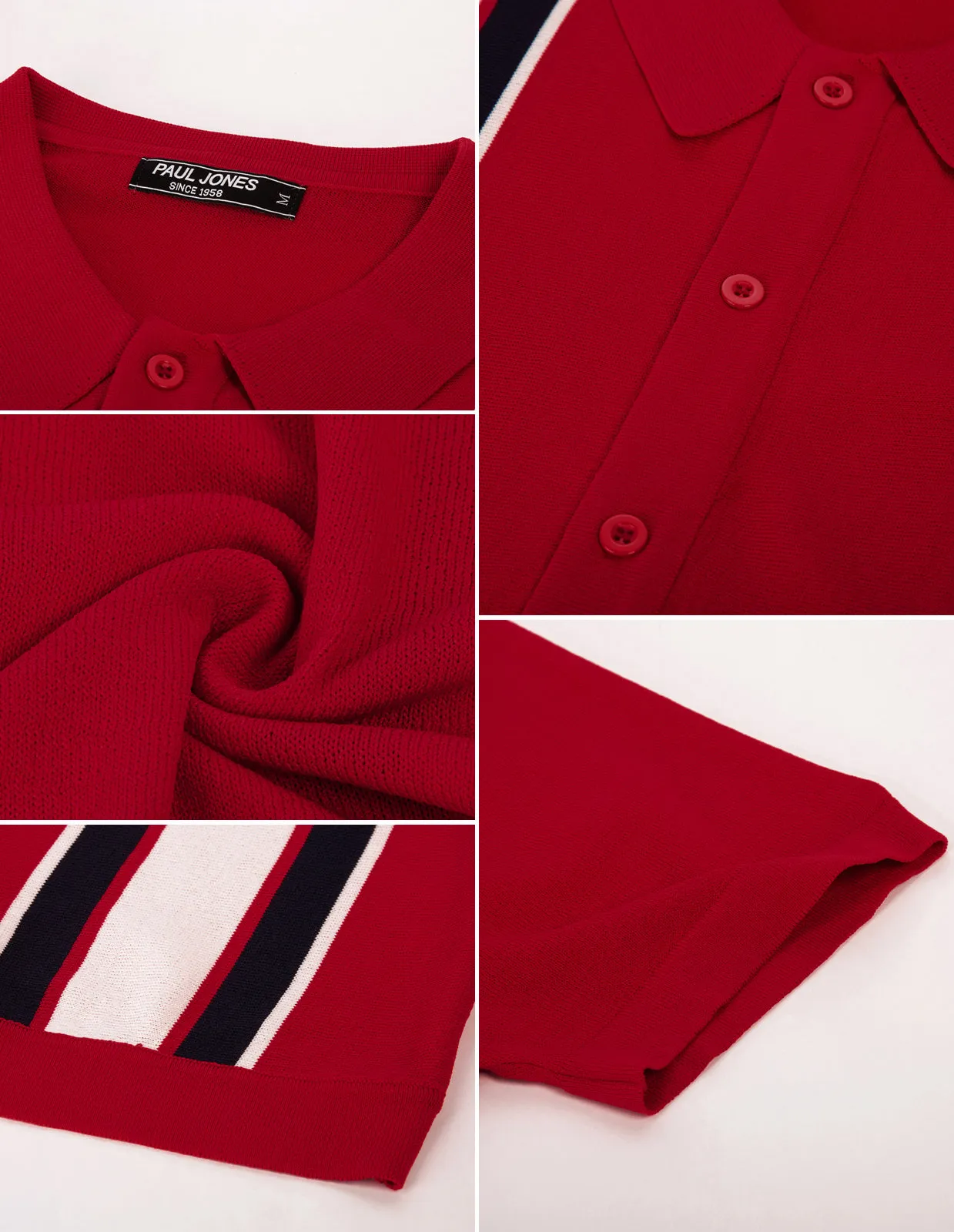 Mens Polo Shirts Vintage Striped Lightweight Knitting Golf Cardigans Shirts