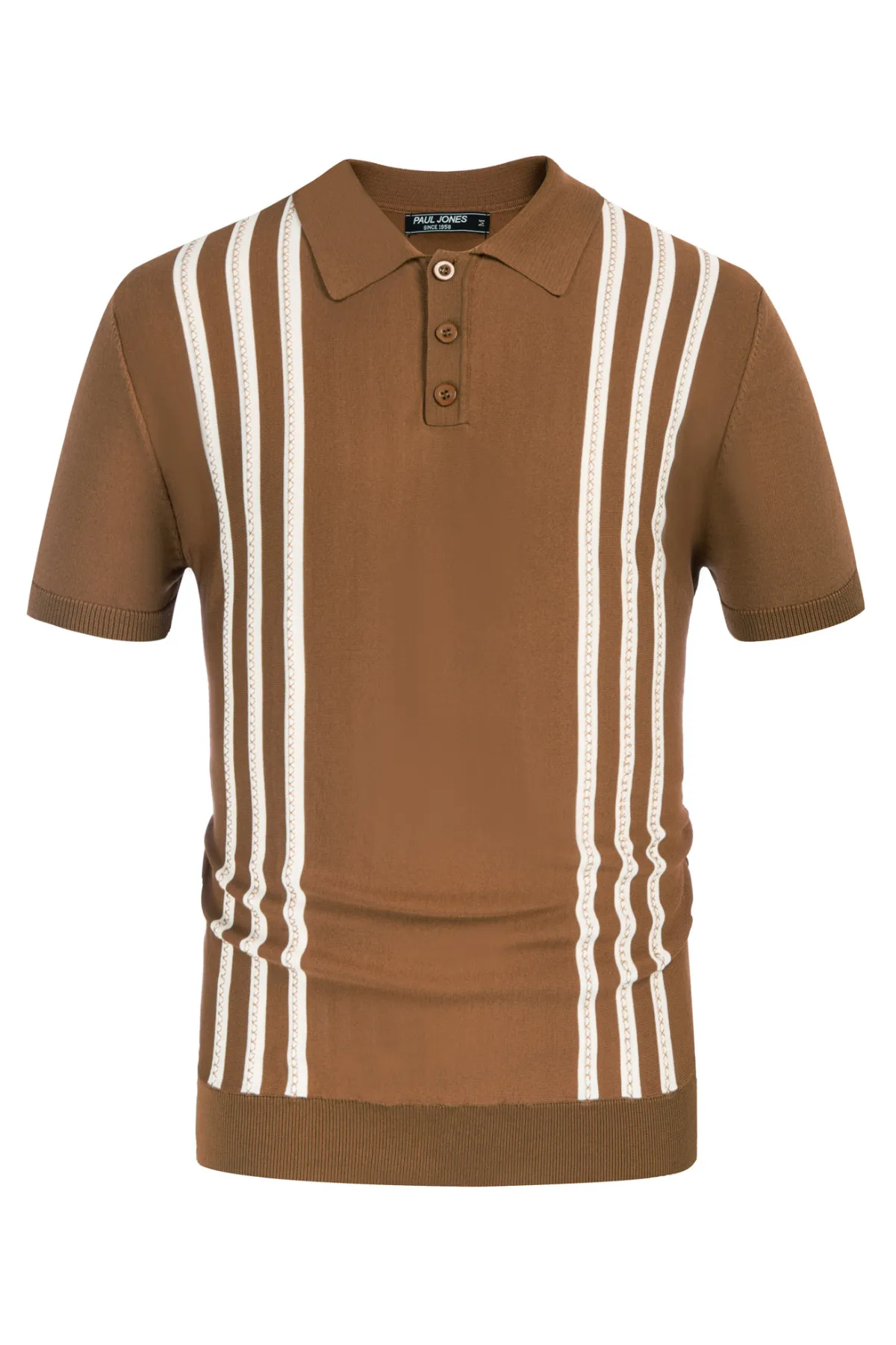 Men's Vintage Stripe Knitted Polo Shirts Short Sleeve Pullover Golf Knit Mens Polo Shirt