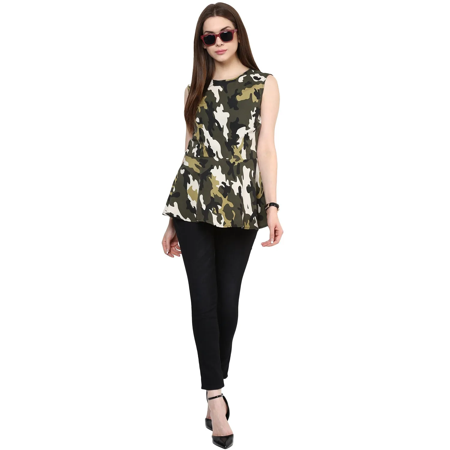 Military Peplum Top