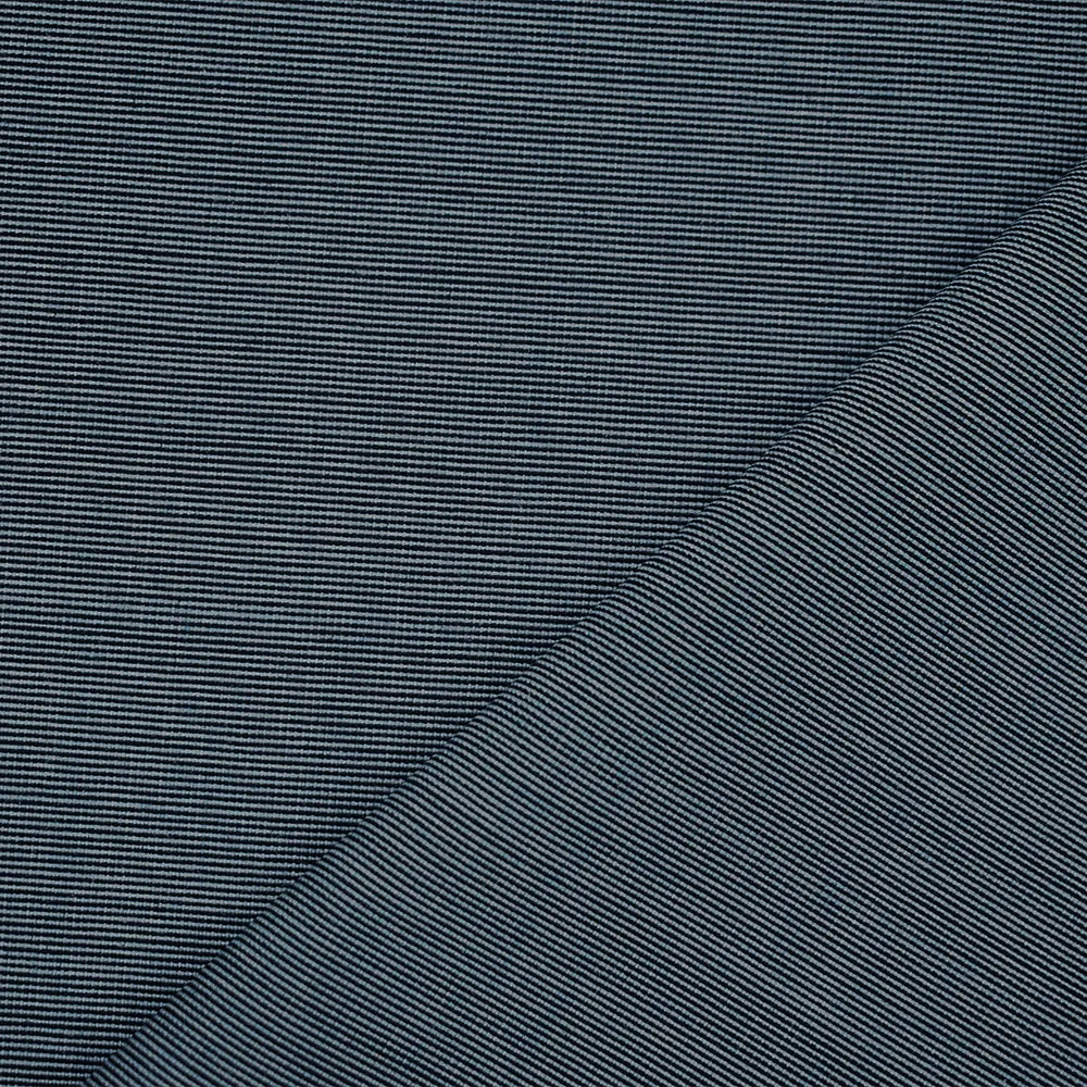 Navy-Light Blue-White Polyester Wool Blend Stripe Woven Shirting Fabric