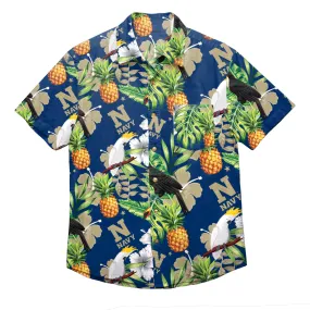 Navy Midshipmen NCAA Mens Floral Button Up Shirt