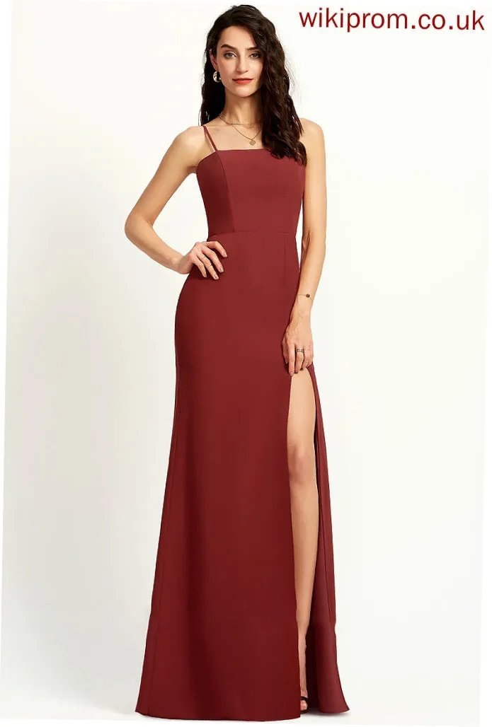 Neckline Length SplitFront SquareNeckline Sheath/Column Embellishment Silhouette Fabric Floor-Length Julissa Sleeveless Empire Waist Bridesmaid Dresses