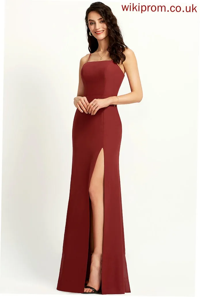 Neckline Length SplitFront SquareNeckline Sheath/Column Embellishment Silhouette Fabric Floor-Length Julissa Sleeveless Empire Waist Bridesmaid Dresses