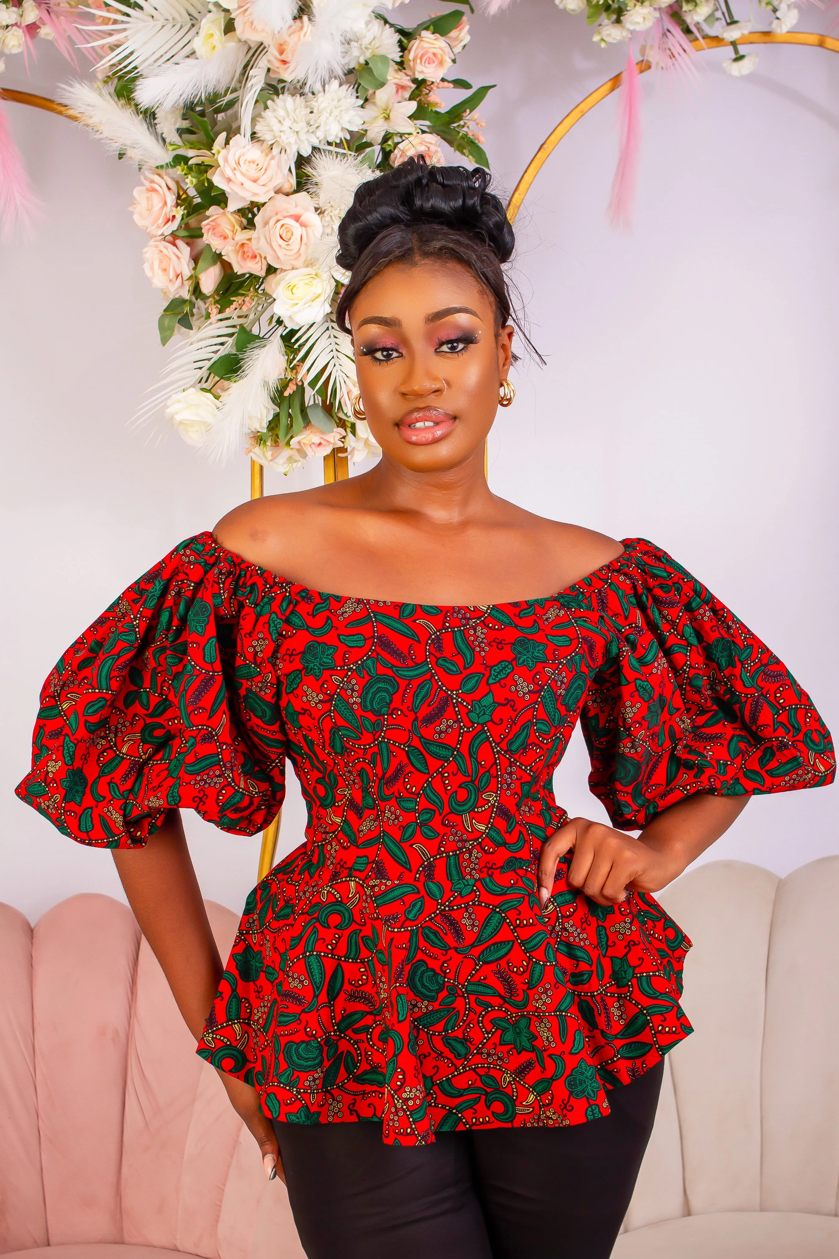 New in African Print Peplum Blouse/Top - Murayo