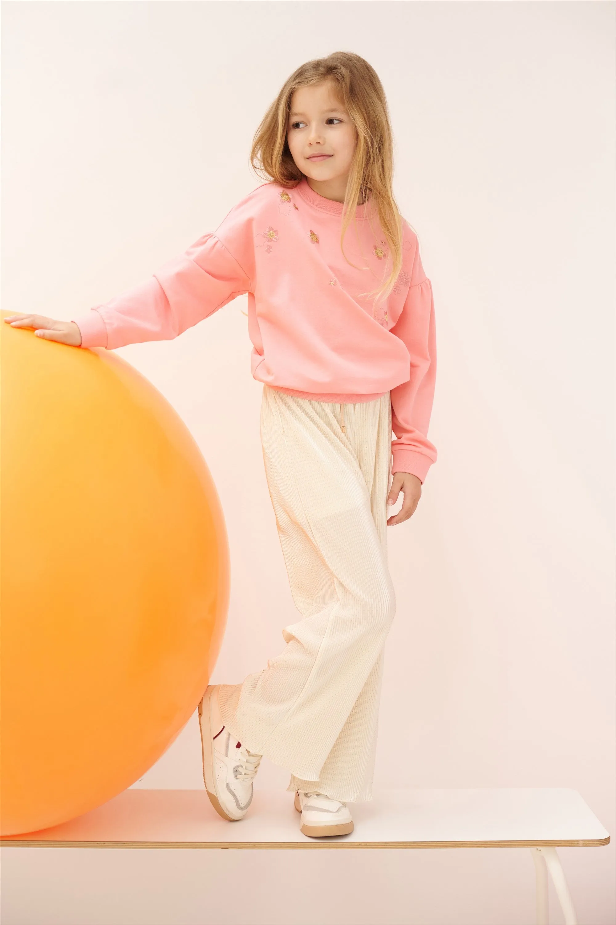 NoNo Sun AOP plissee palazzo pants