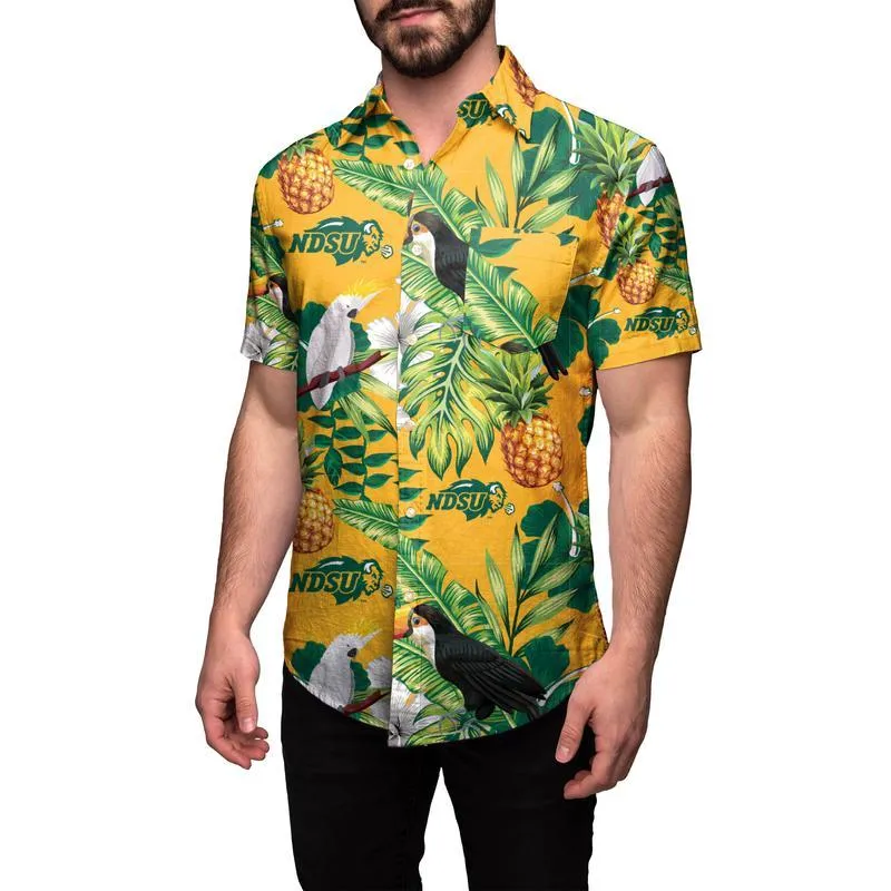 North Dakota State Bison NCAA Mens Floral Button Up Shirt