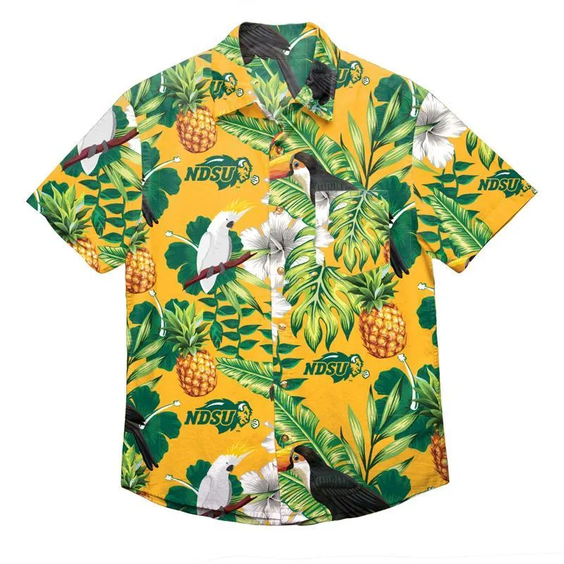 North Dakota State Bison NCAA Mens Floral Button Up Shirt