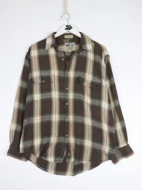 Northern Spirit Wear Shirt Mens Medium Brown Button Up Flannel