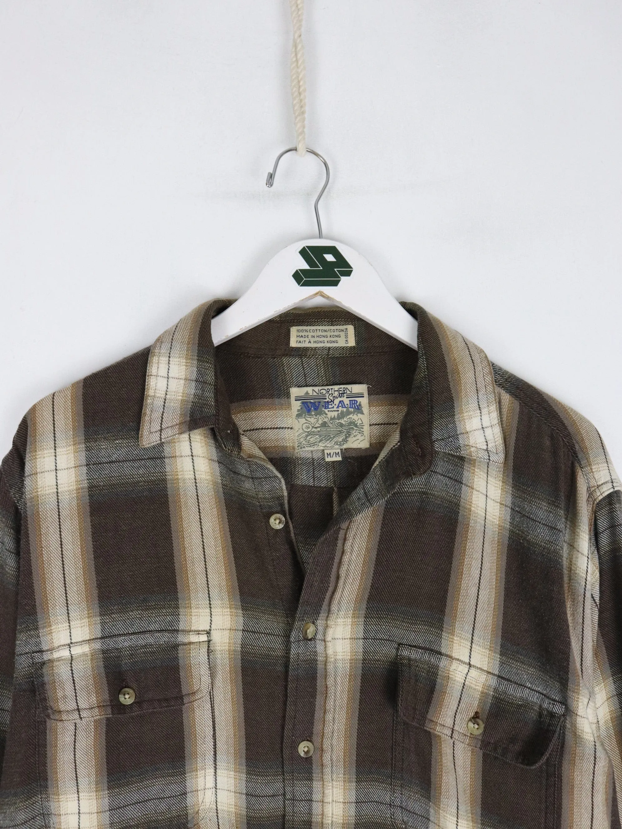 Northern Spirit Wear Shirt Mens Medium Brown Button Up Flannel