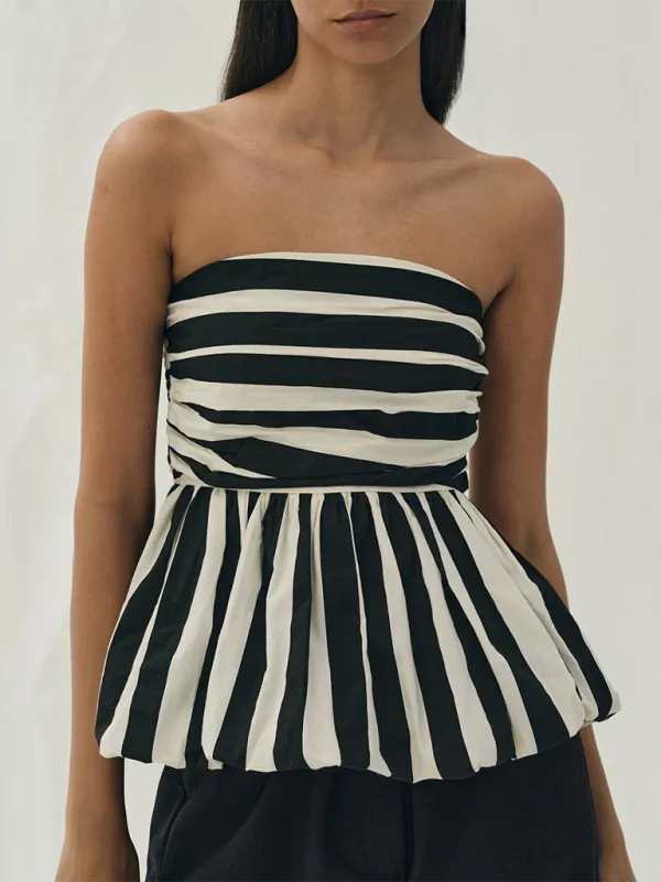 On-Trend Striped Bandeau Peplum Top