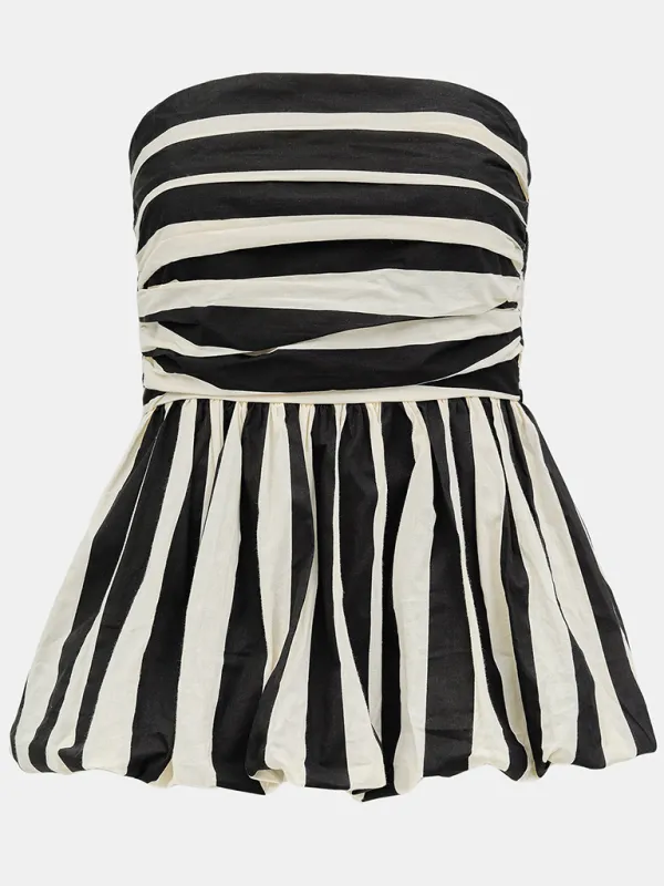 On-Trend Striped Bandeau Peplum Top