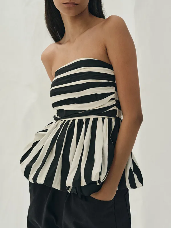 On-Trend Striped Bandeau Peplum Top