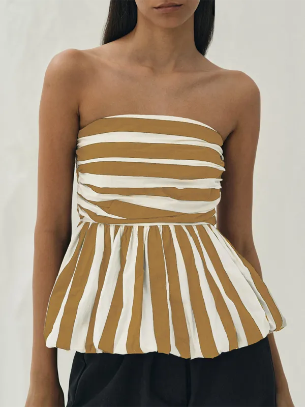 On-Trend Striped Bandeau Peplum Top